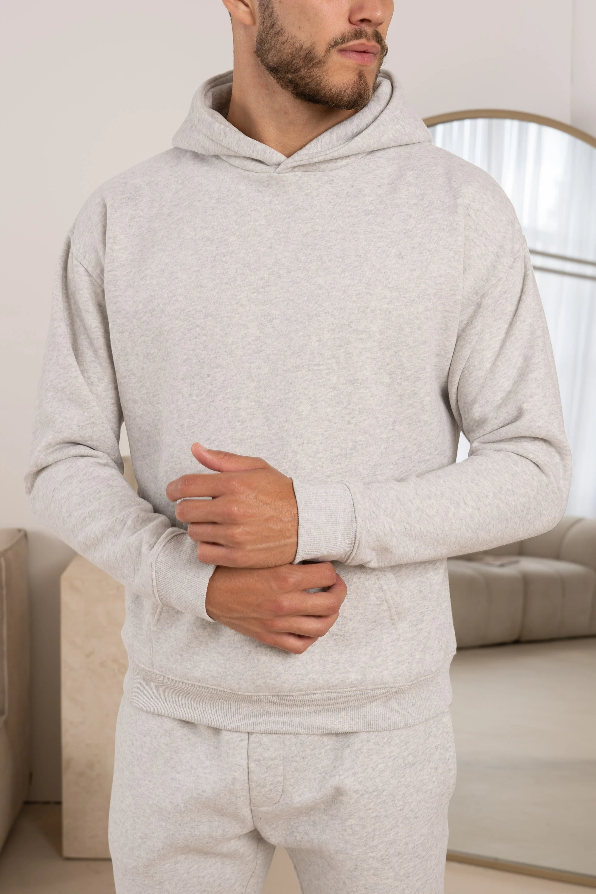 Premium Essential Tracksuit Hoodie - Grey Marl