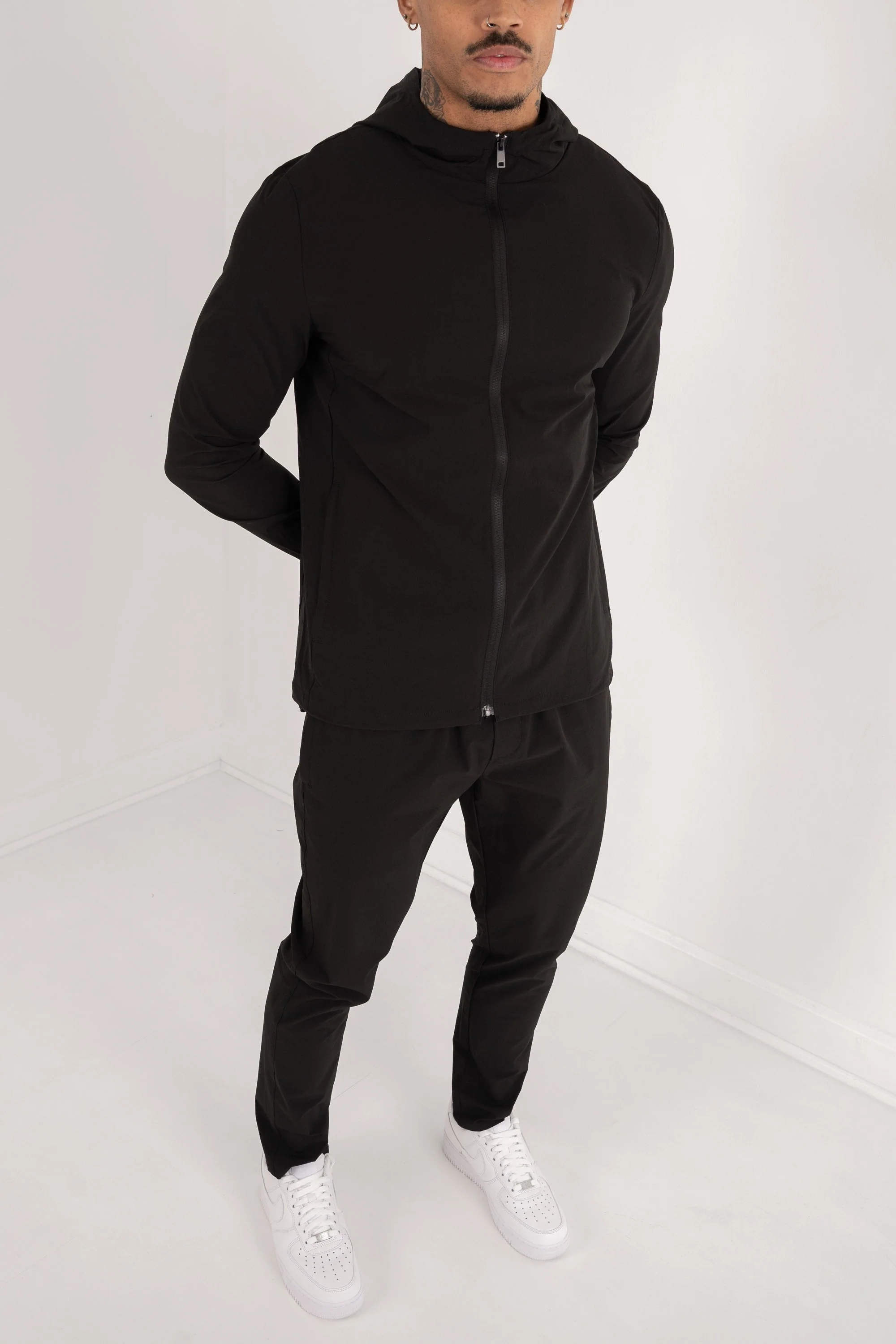 Premium Technical Windbreaker Jacket - Black