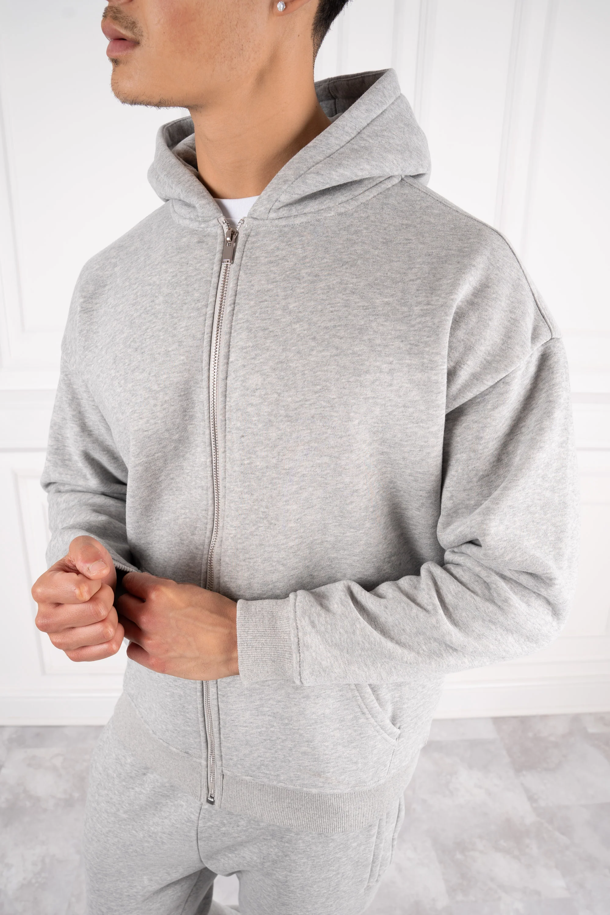 (Different leg length version) Premium Luxe Straight Leg Jogger - Grey Marl