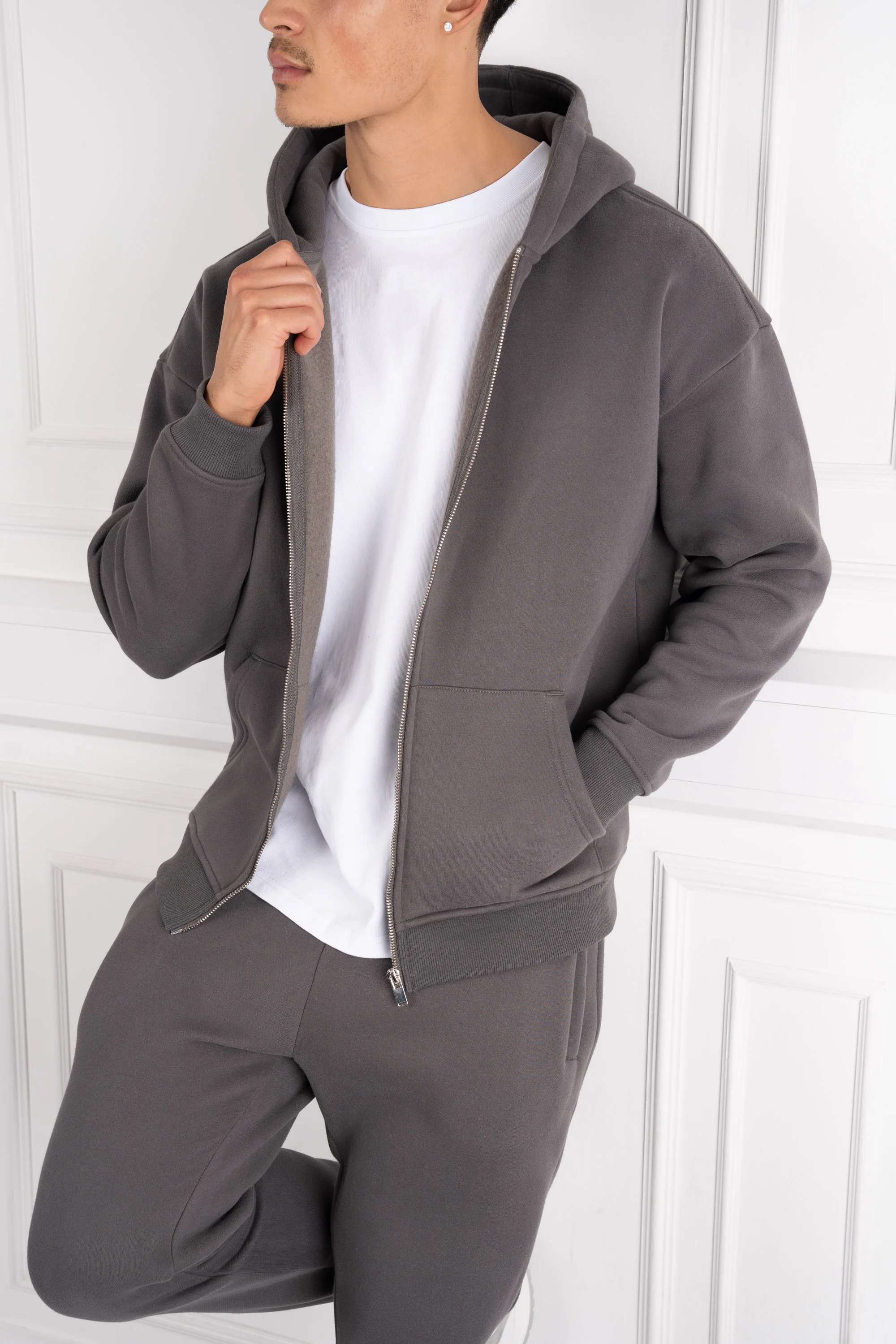 Premium Luxe Zip Up Hoody - Charcoal