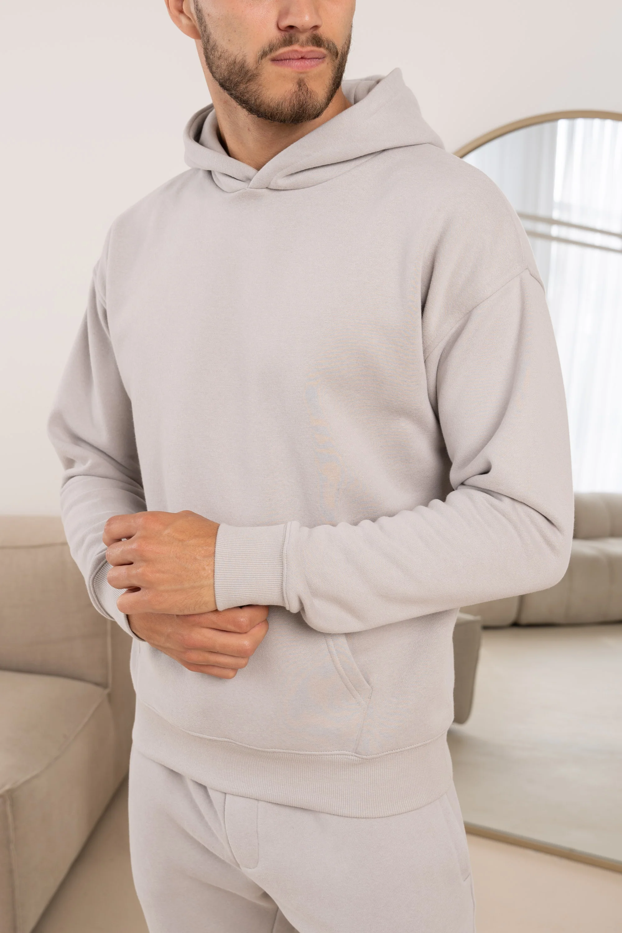 Premium Essential Tracksuit Hoodie - Light Grey