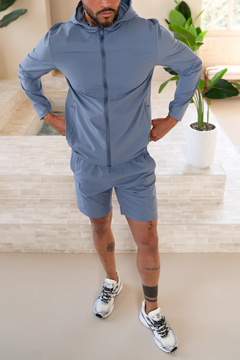 Premium Technical Windbreaker Jacket - Steel Blue (SS)