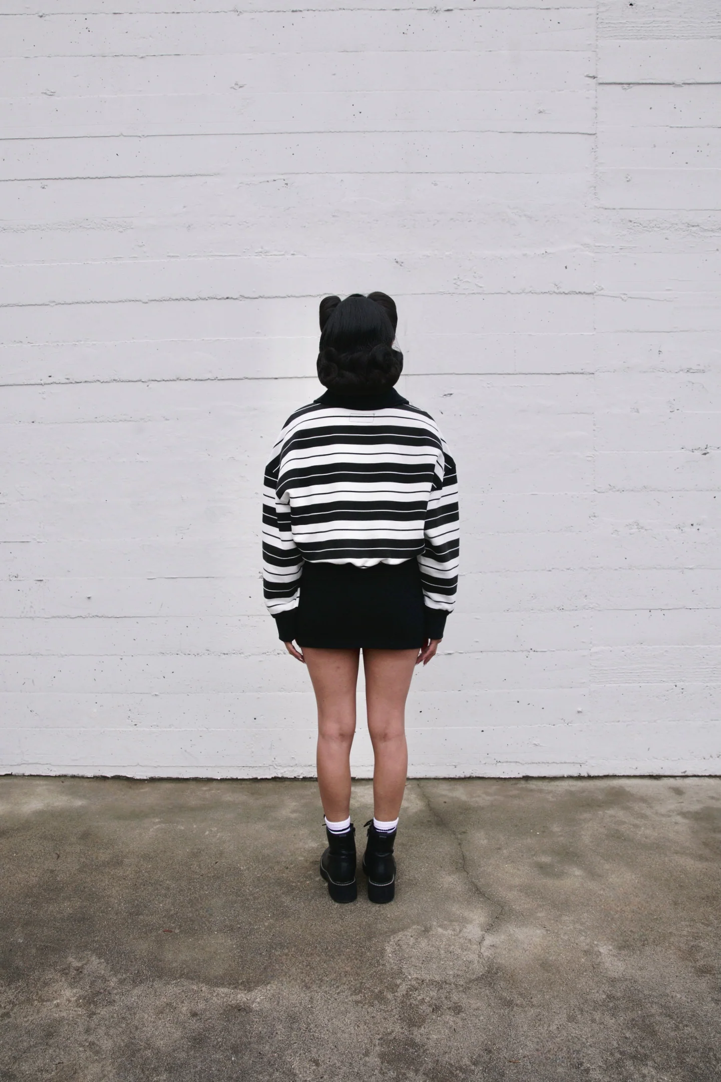 Boxy Fit Rugby Shirt - Black and White Stripes