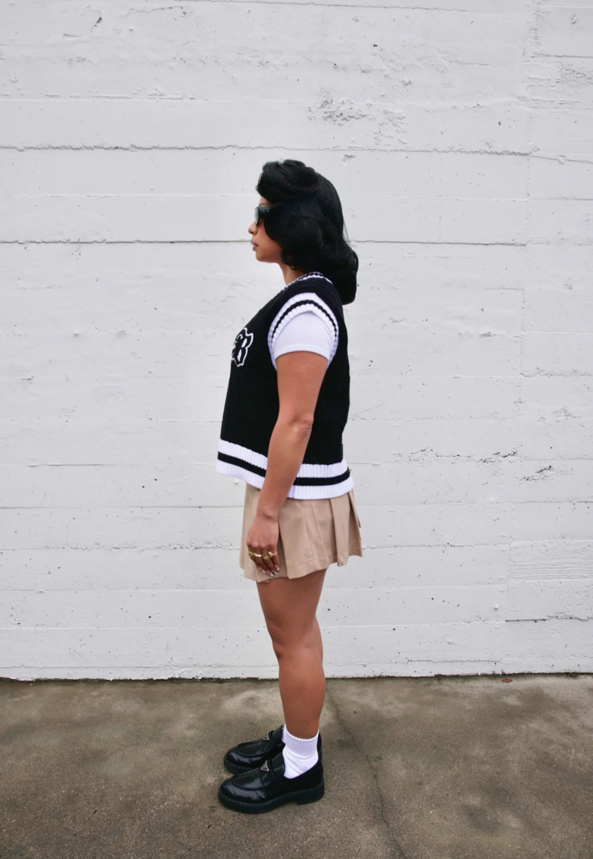 Varsity Sweater Vest - Black