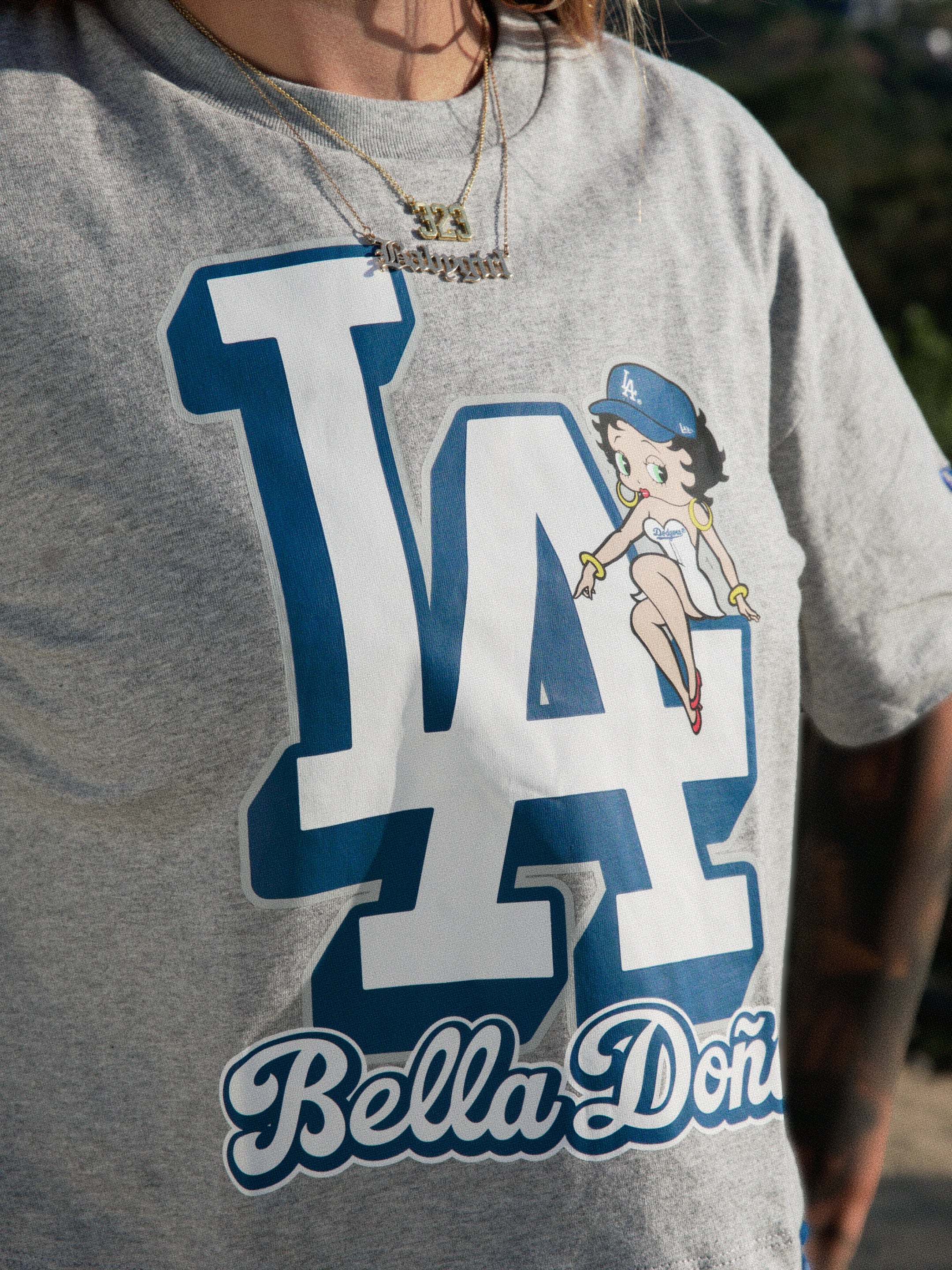 Bella Doña x Betty Boop x Los Angeles Dodgers Women's Boxy T-Shirt - Grey