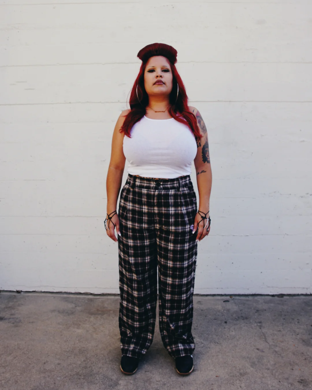 Flannel Wide Leg Pant - Brown and White