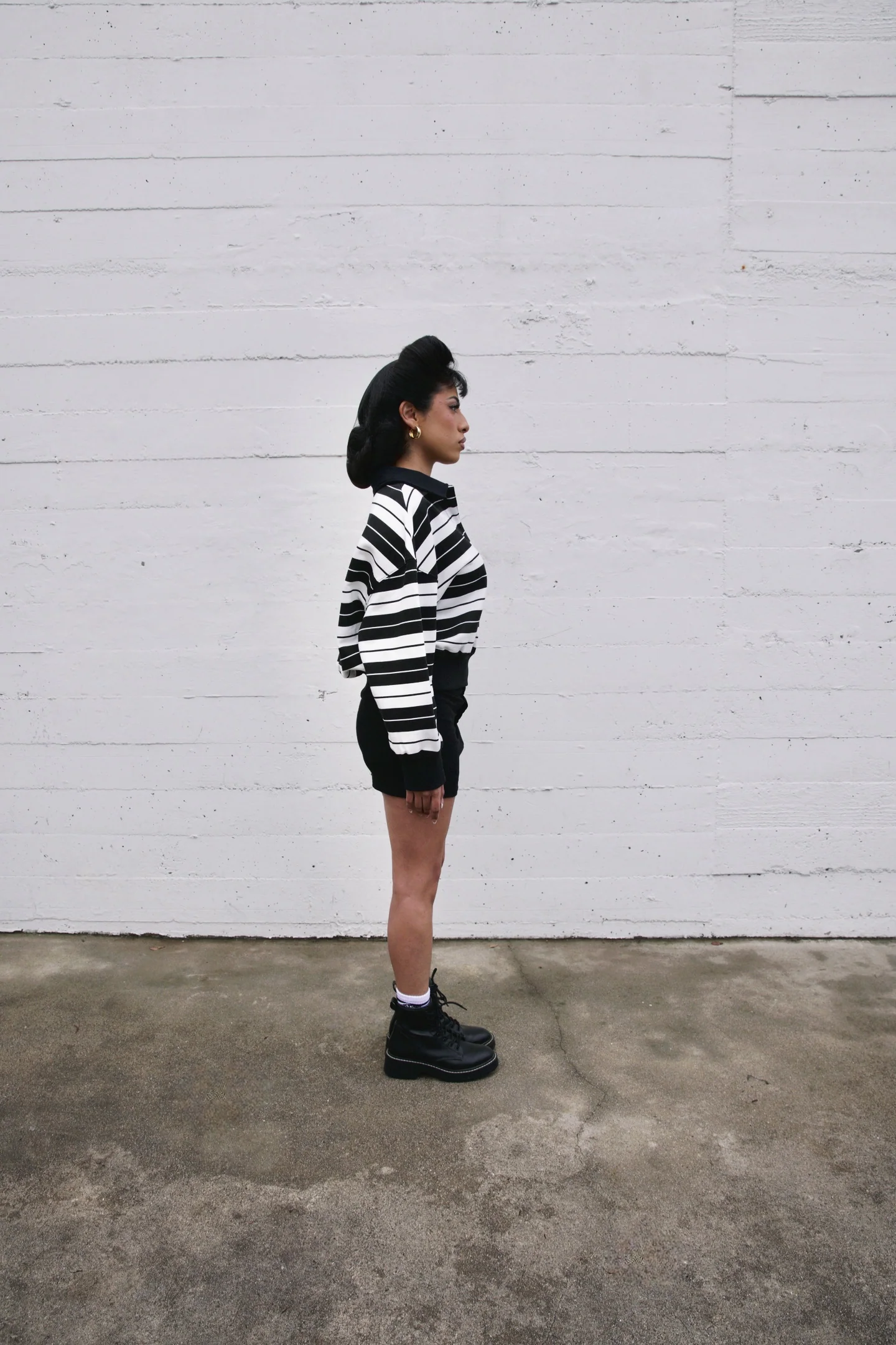 Boxy Fit Rugby Shirt - Black and White Stripes