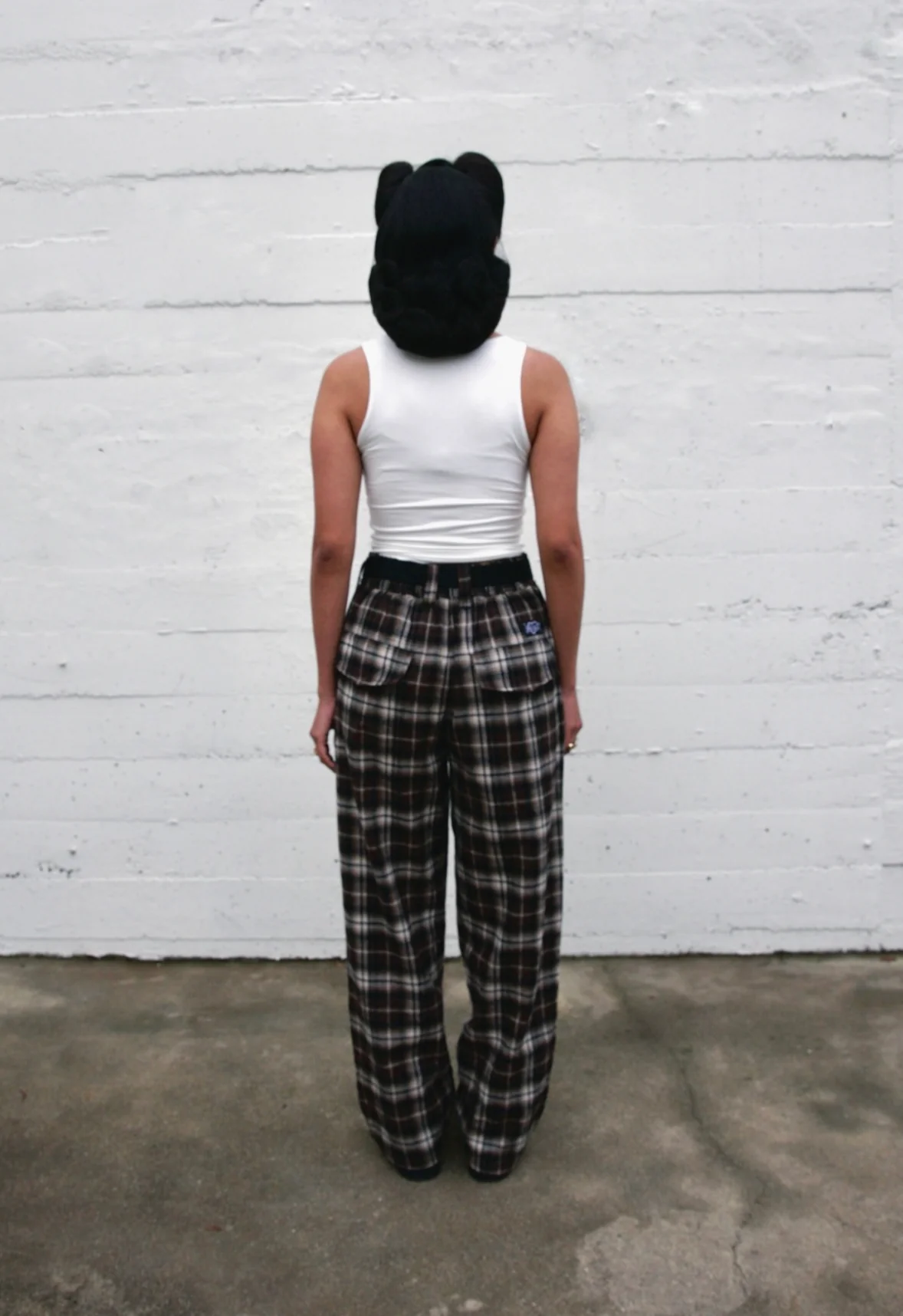 Flannel Wide Leg Pant - Brown and White