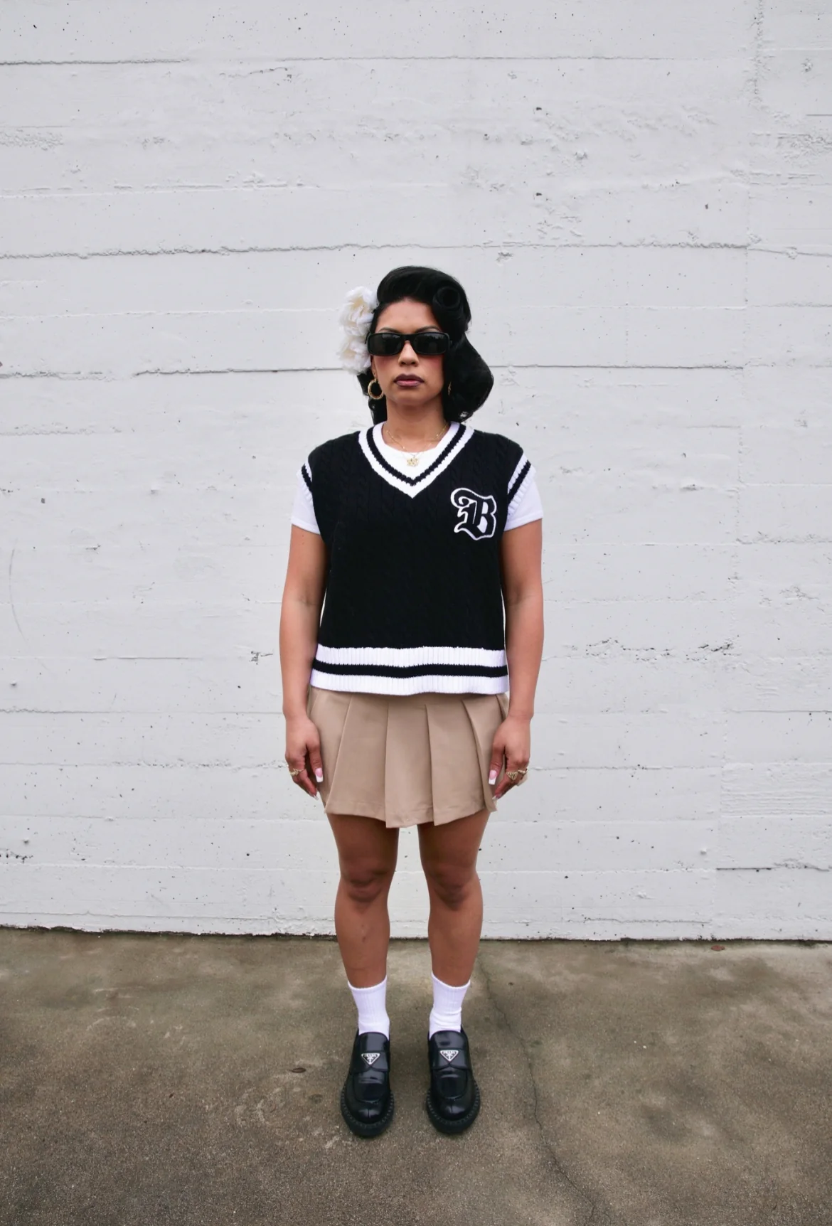 Varsity Sweater Vest - Black