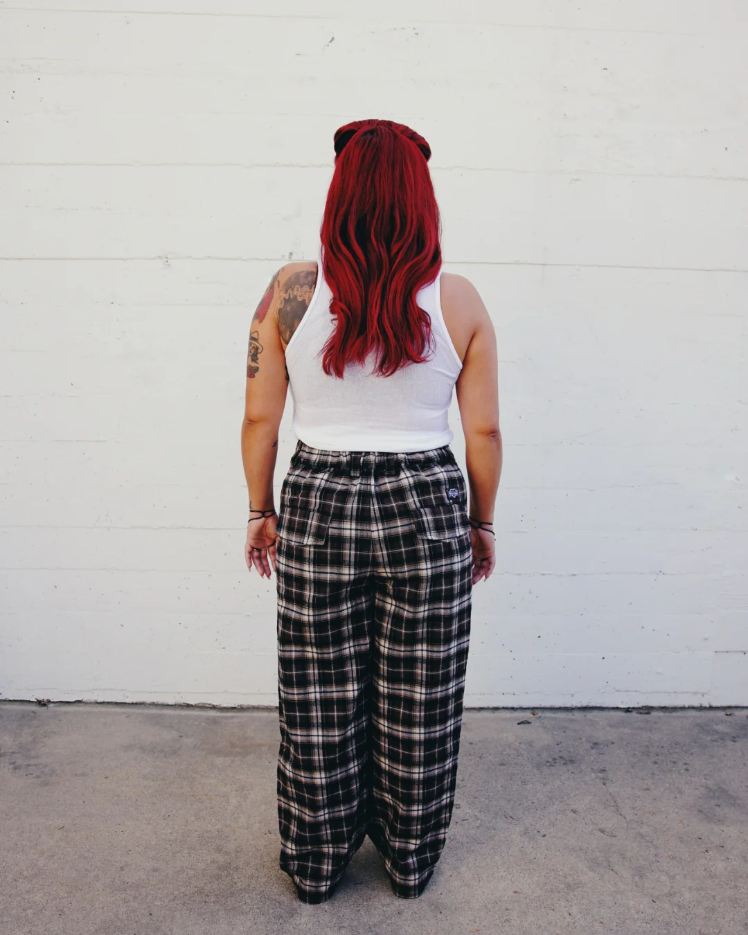 Flannel Wide Leg Pant - Brown and White