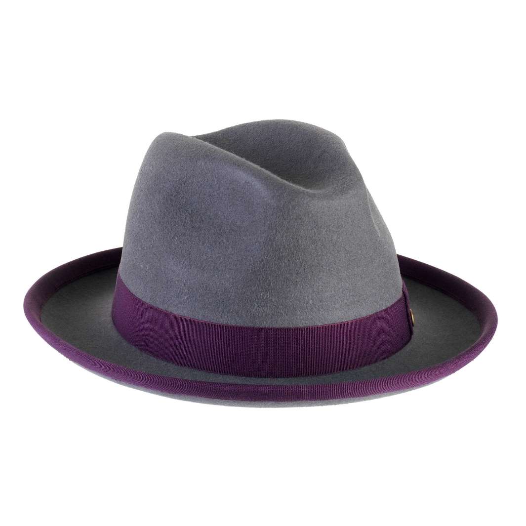Cappello Trilby a Tesa Media in Feltro Raso di Lapin con Fodera