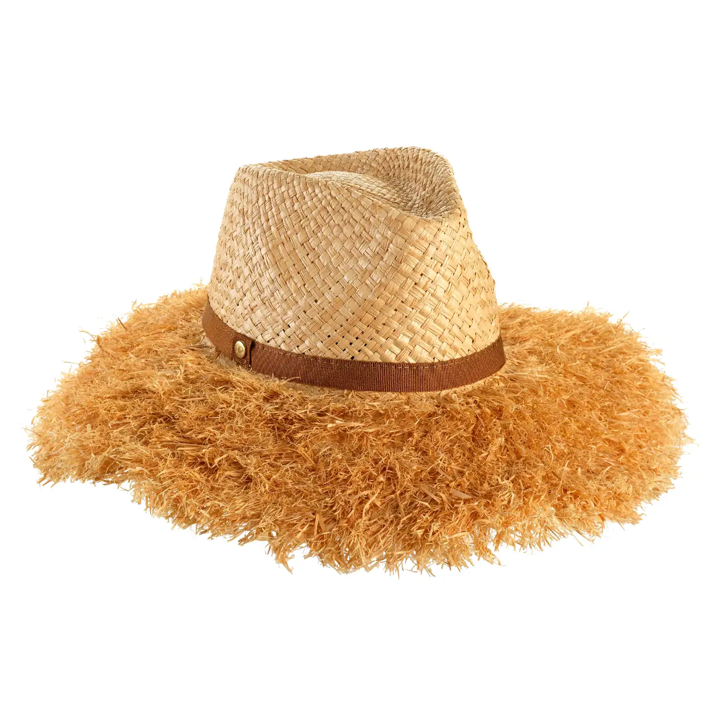 Cappello in Rafia Frangiato a Tesa Larga