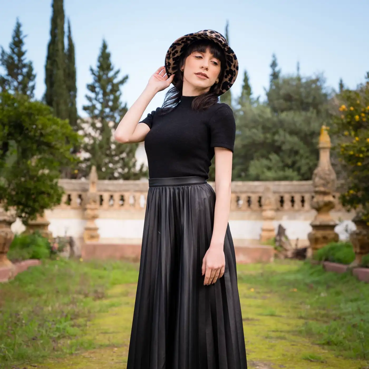 Cappello a Cloche a Campana Animalier in Feltro di Lana Merinos