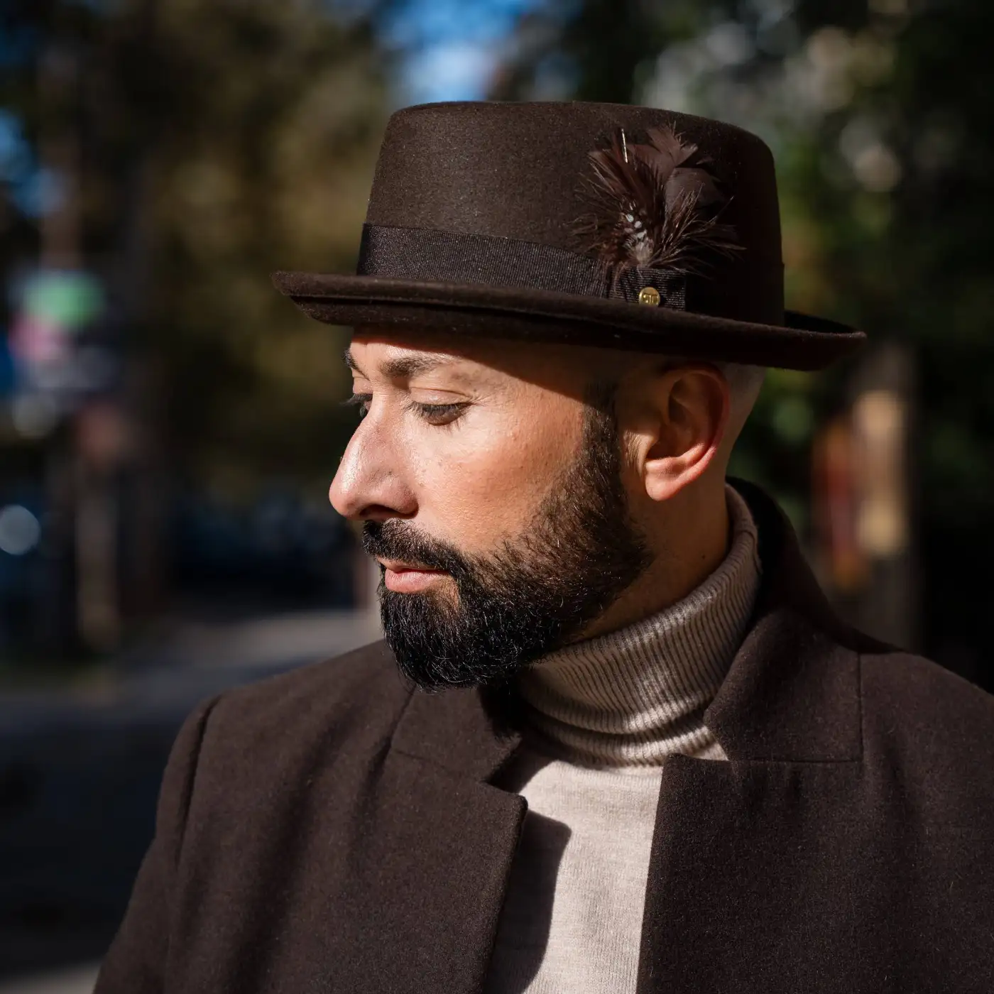 Cappello Pork Pie in Feltro Raso di Lapin con Fodera