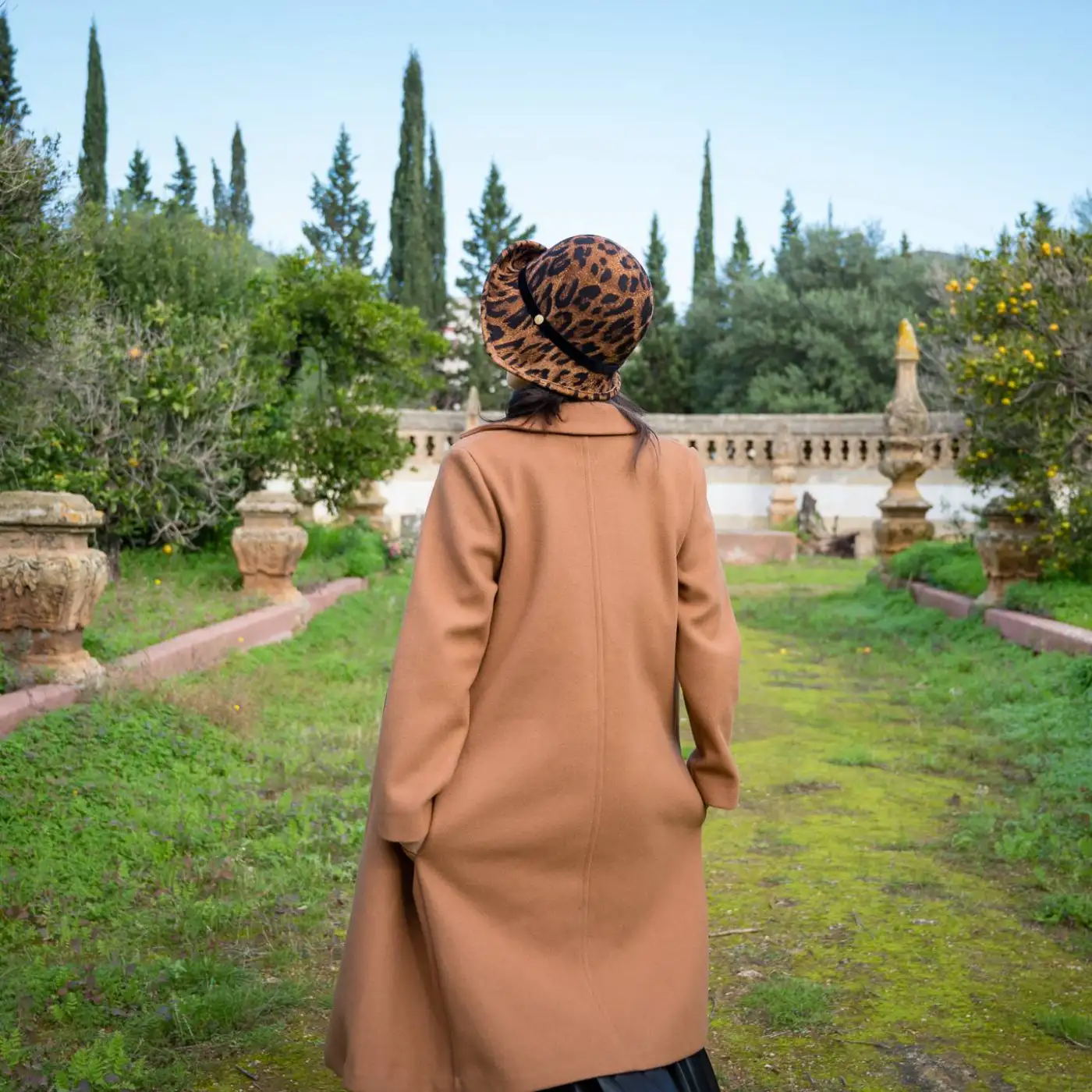 Cappello a Cloche Ala Rialzata Animalier in Feltro di Lana Merinos