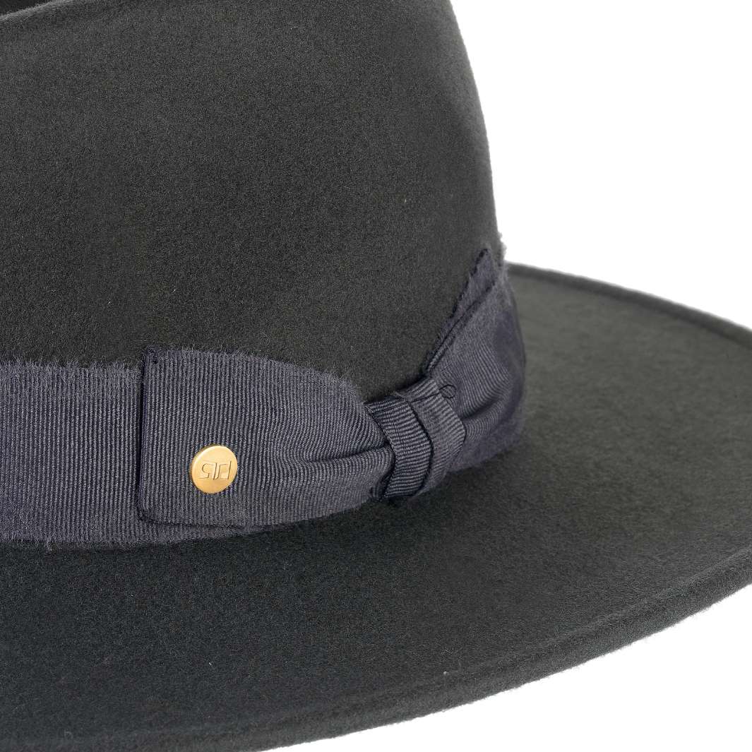 Cappello Fedora a Tesa Larga Piatta in Feltro di Lana Merinos