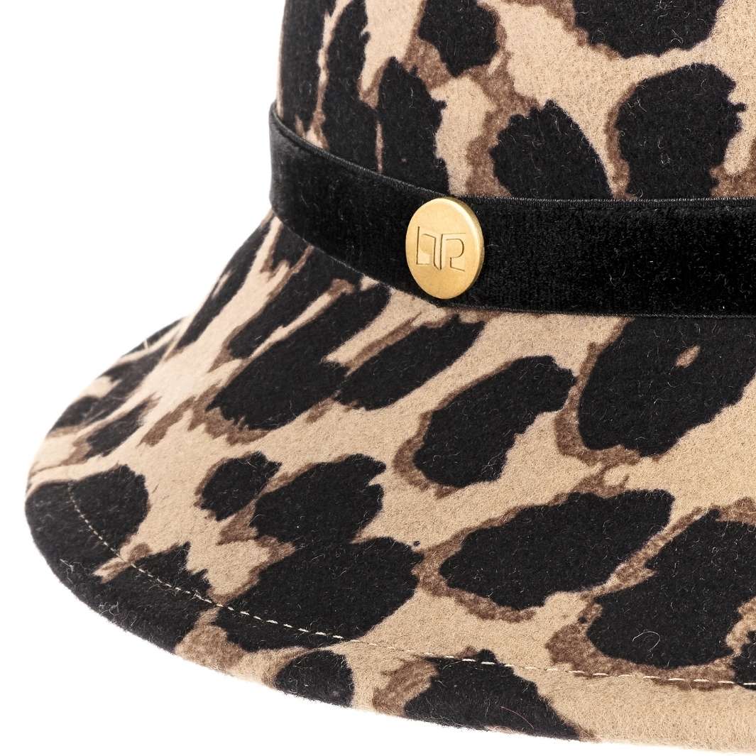 Cappello a Cloche a Campana Animalier in Feltro di Lana Merinos