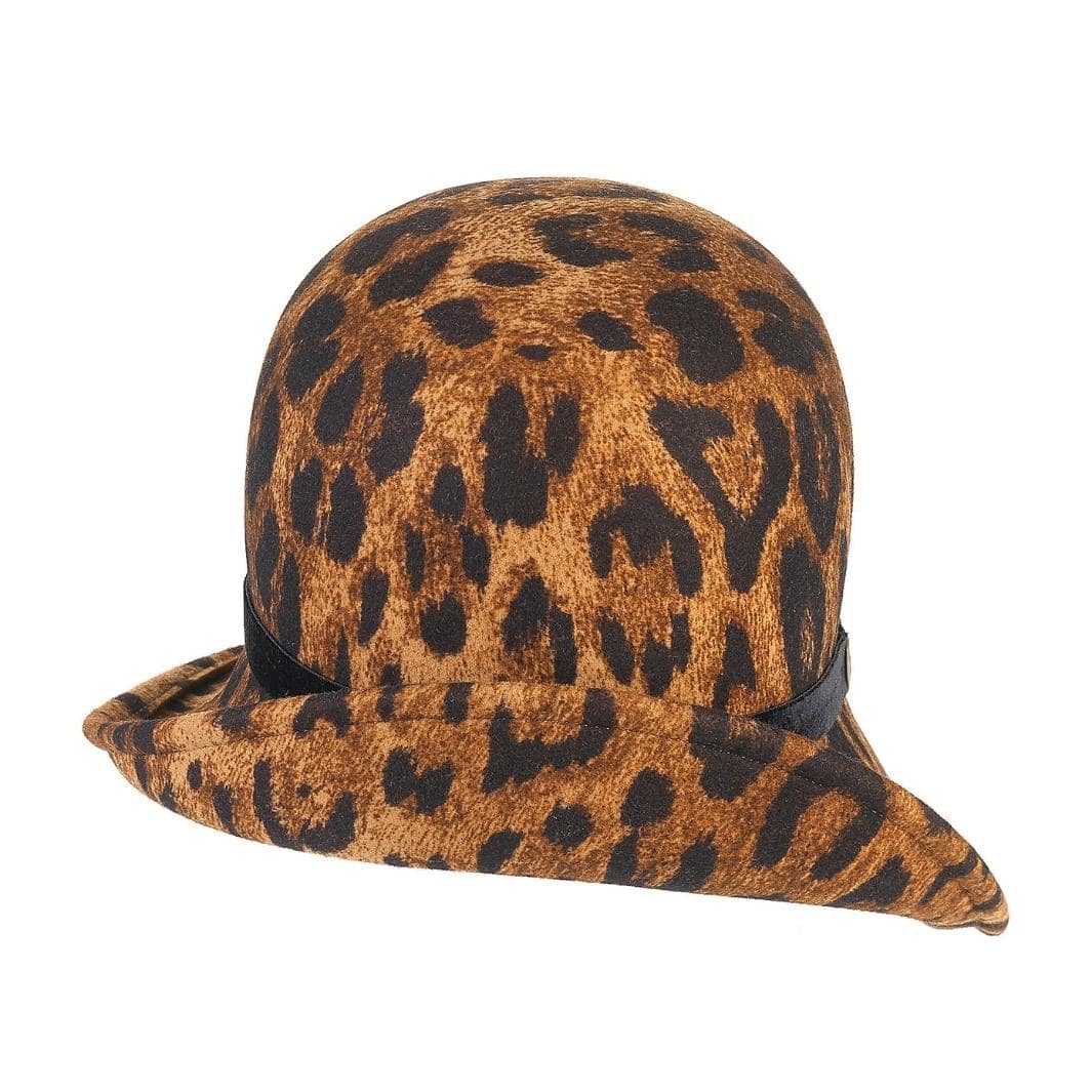 Cappello a Cloche Ala Rialzata Animalier in Feltro di Lana Merinos