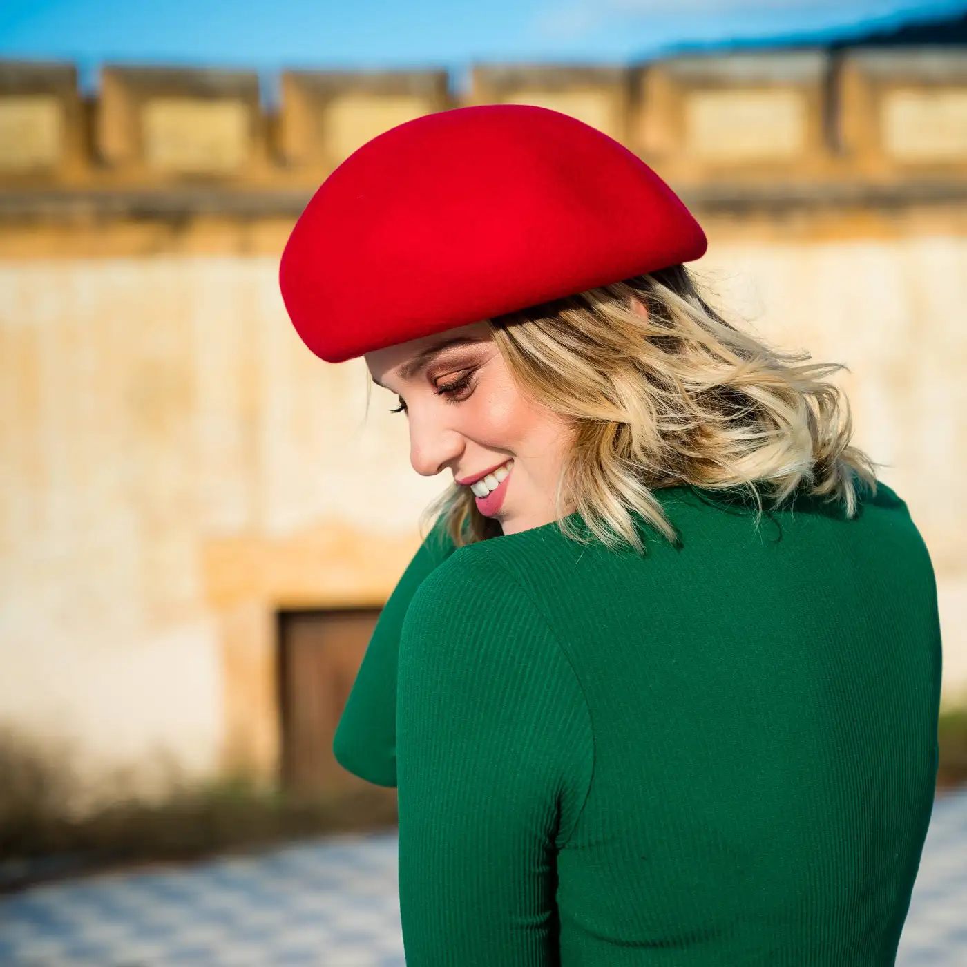 Basco Bonnie stile Berretto alla Francese in Feltro di Lana Merinos