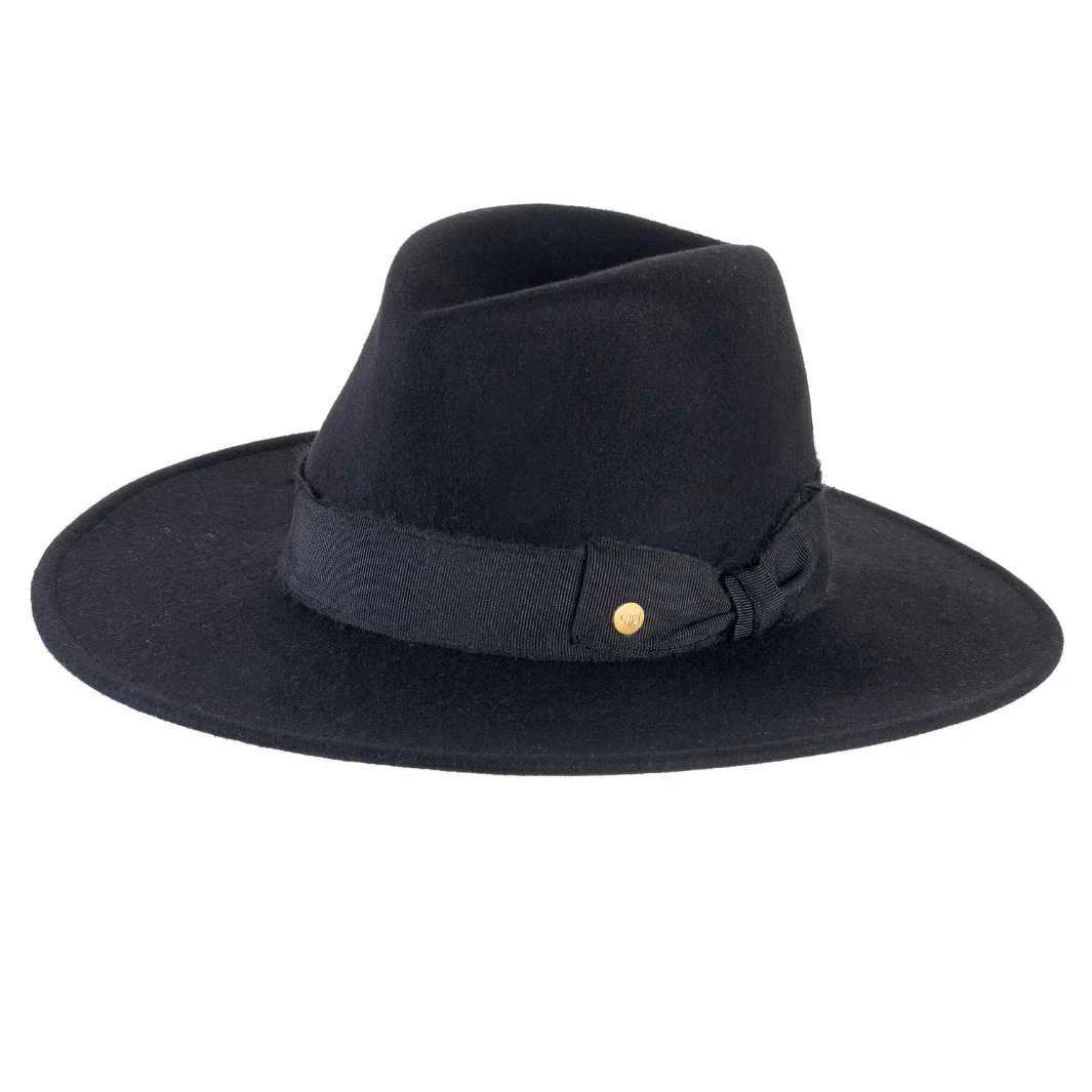 Cappello Fedora a Tesa Larga Piatta in Feltro di Lana Merinos