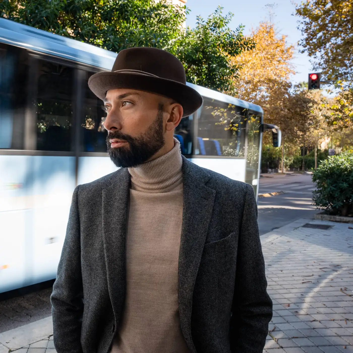 Cappello Lobbia Homburg in Feltro Raso di Lapin con Fodera