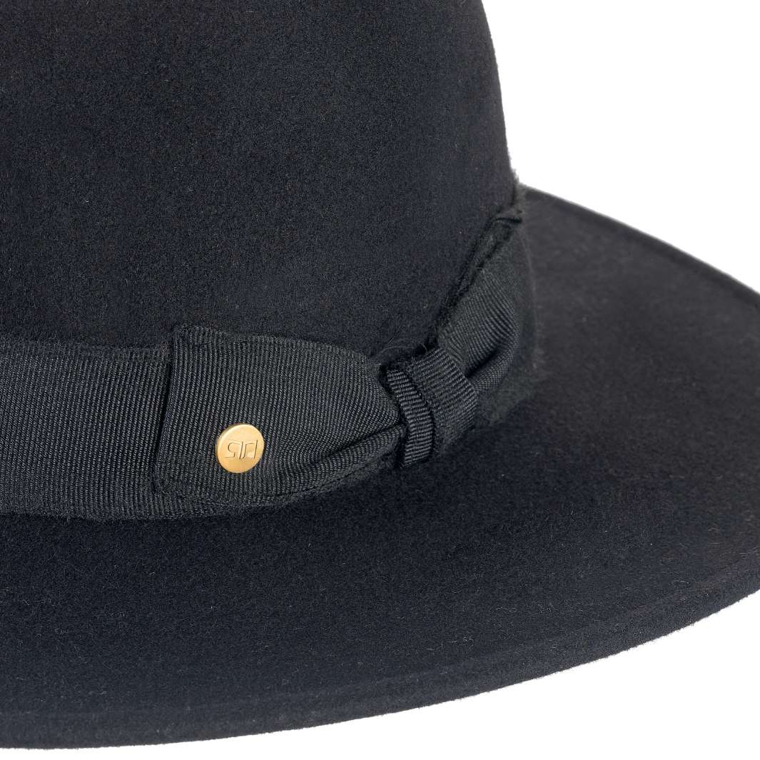 Cappello Fedora a Tesa Larga Piatta in Feltro di Lana Merinos