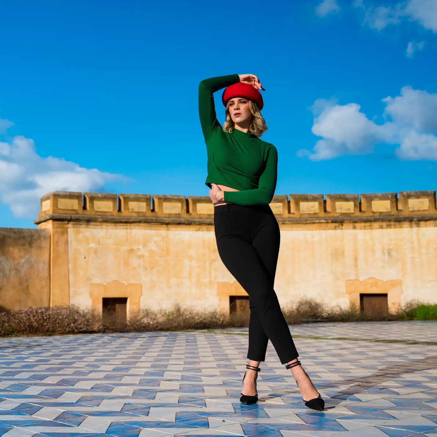 Basco Bonnie stile Berretto alla Francese in Feltro di Lana Merinos