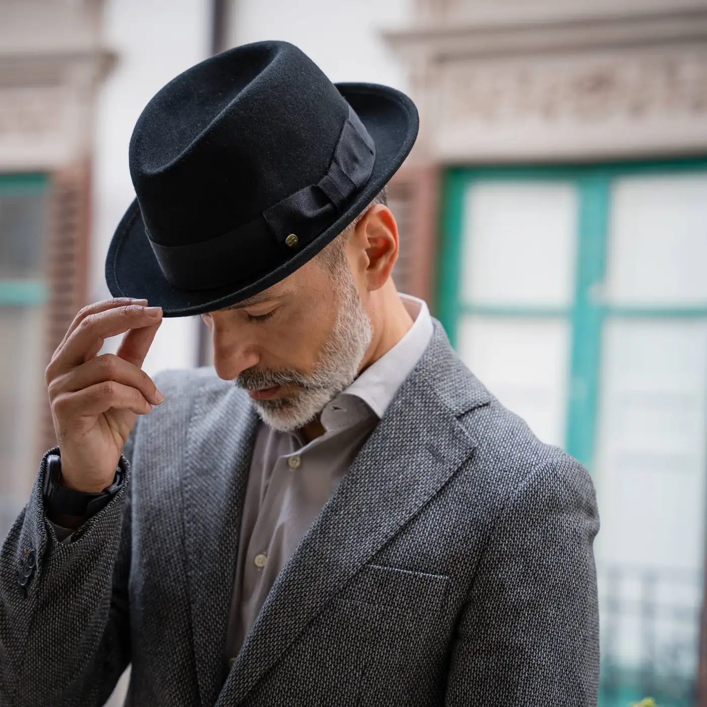 Cappello Lobbia Homburg Classico in Feltro di Lana Merinos