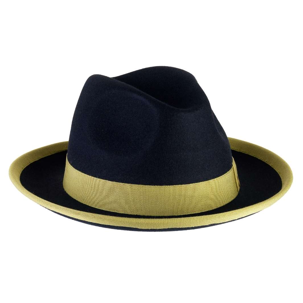 Cappello Trilby a Tesa Media in Feltro Raso di Lapin con Fodera
