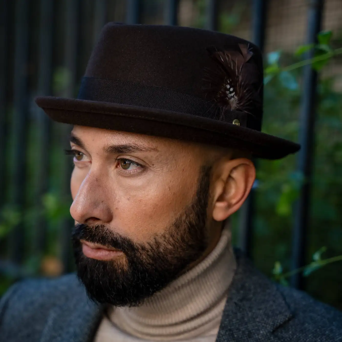 Cappello Pork Pie in Feltro Raso di Lapin con Fodera