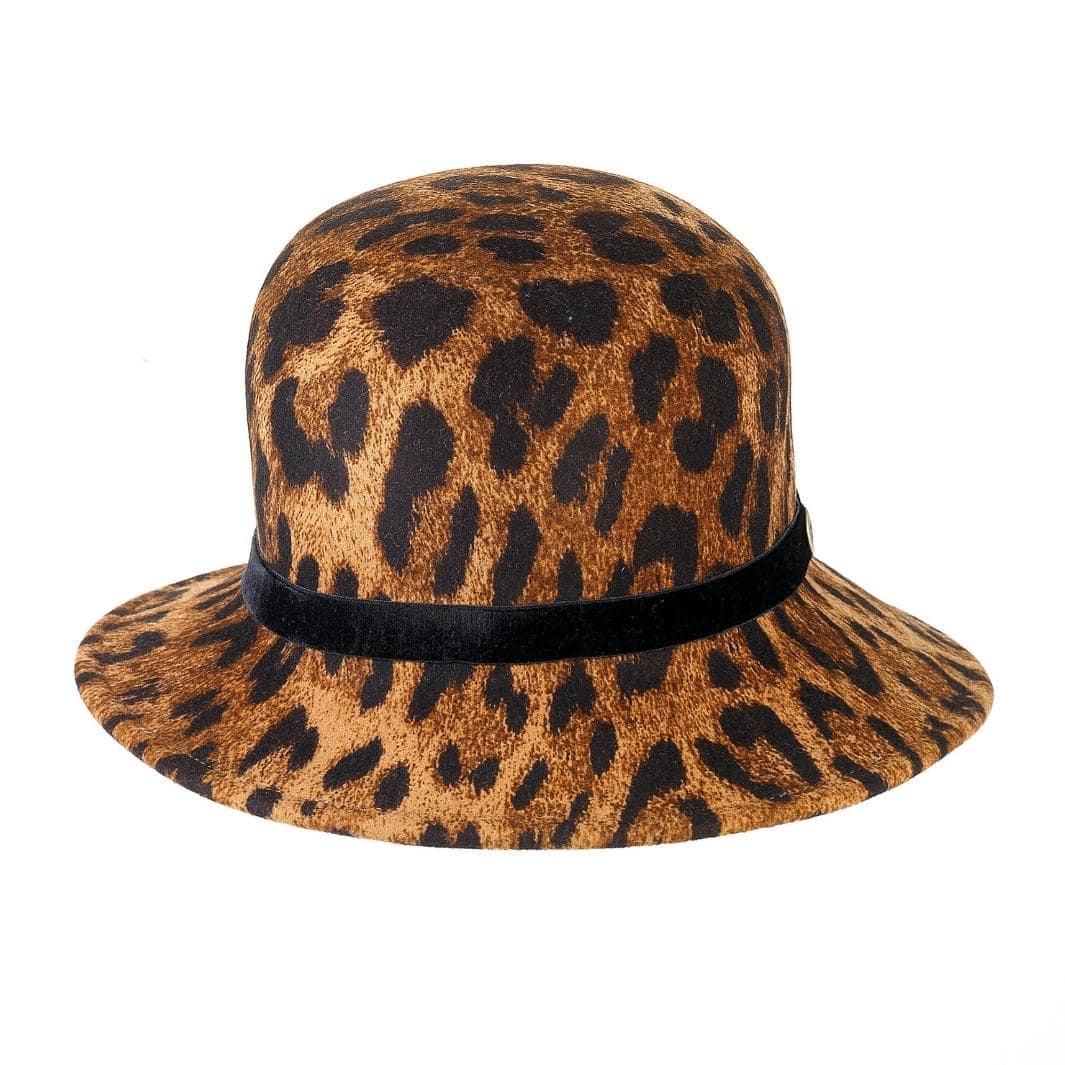 Cappello a Cloche a Campana Animalier in Feltro di Lana Merinos