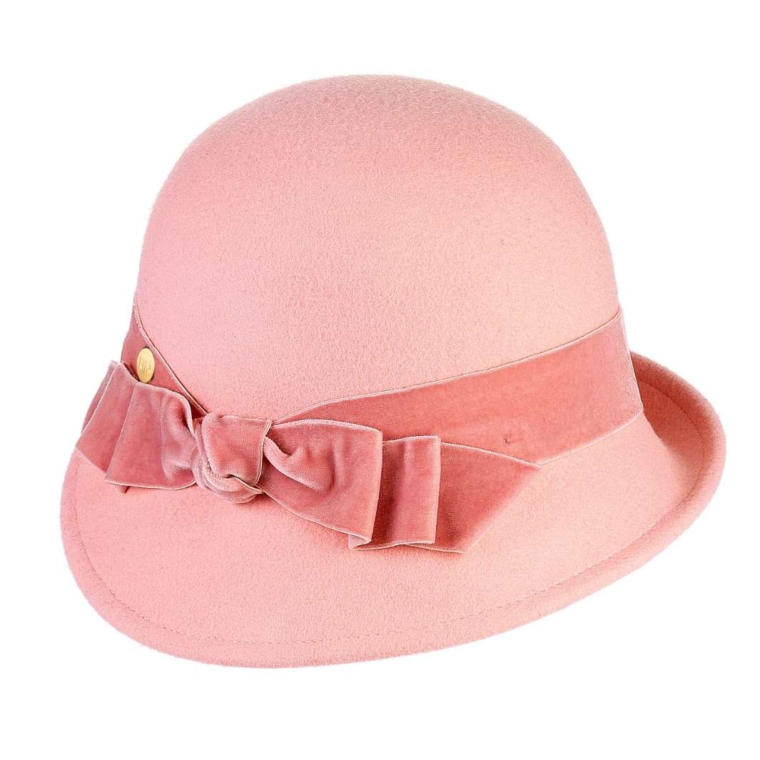 Cappello a Cloche in Feltro di Lana Merinos con Nastro di Velluto