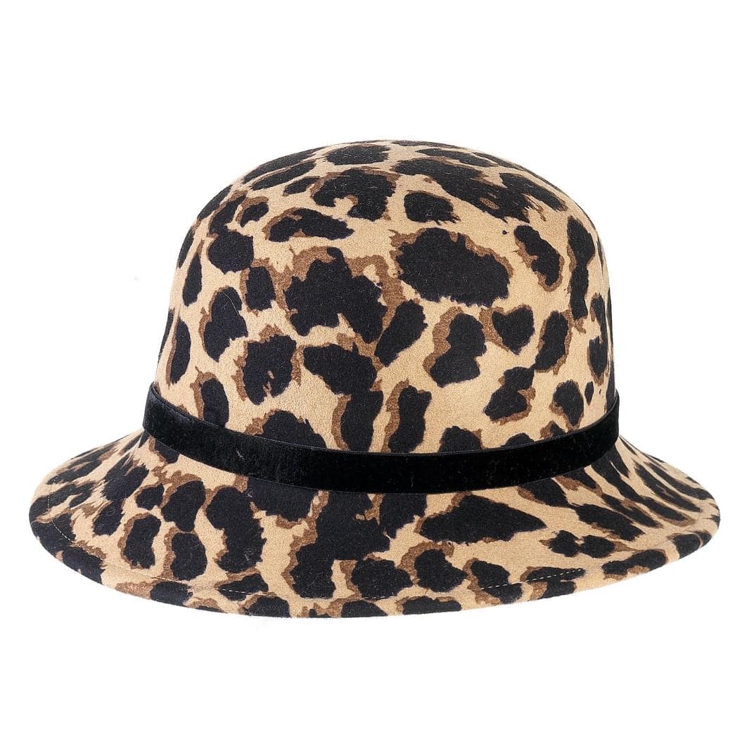 Cappello a Cloche a Campana Animalier in Feltro di Lana Merinos