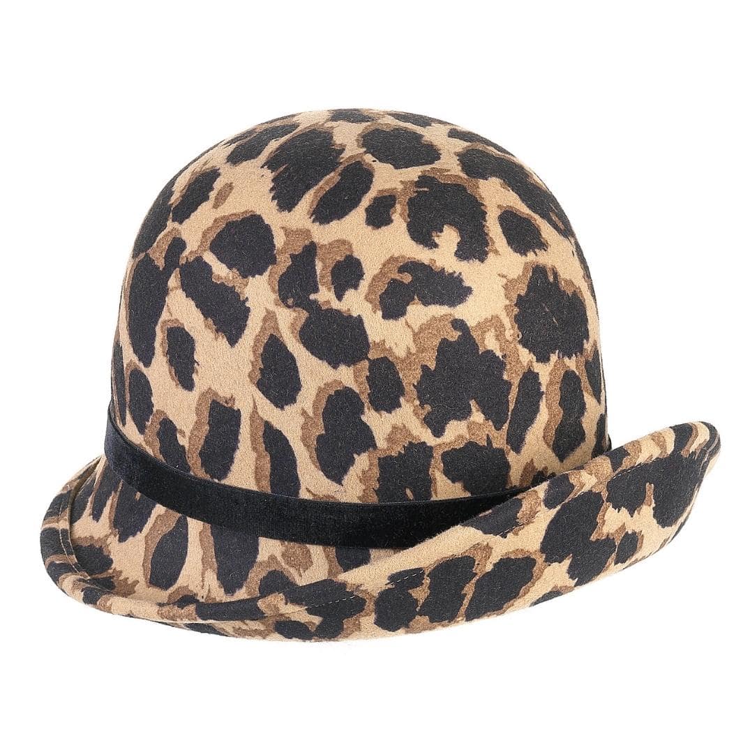 Cappello a Cloche Ala Rialzata Animalier in Feltro di Lana Merinos