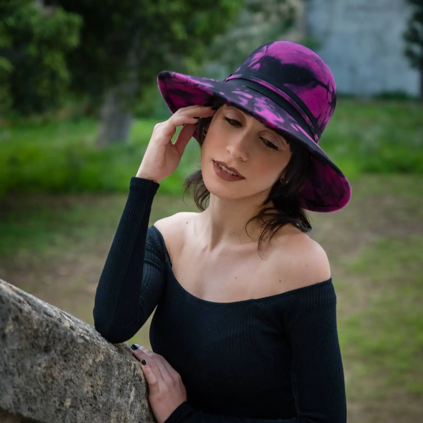 Cappello a Pamela a Tesa Larga in Feltro  di Lana Merinos Maltinto