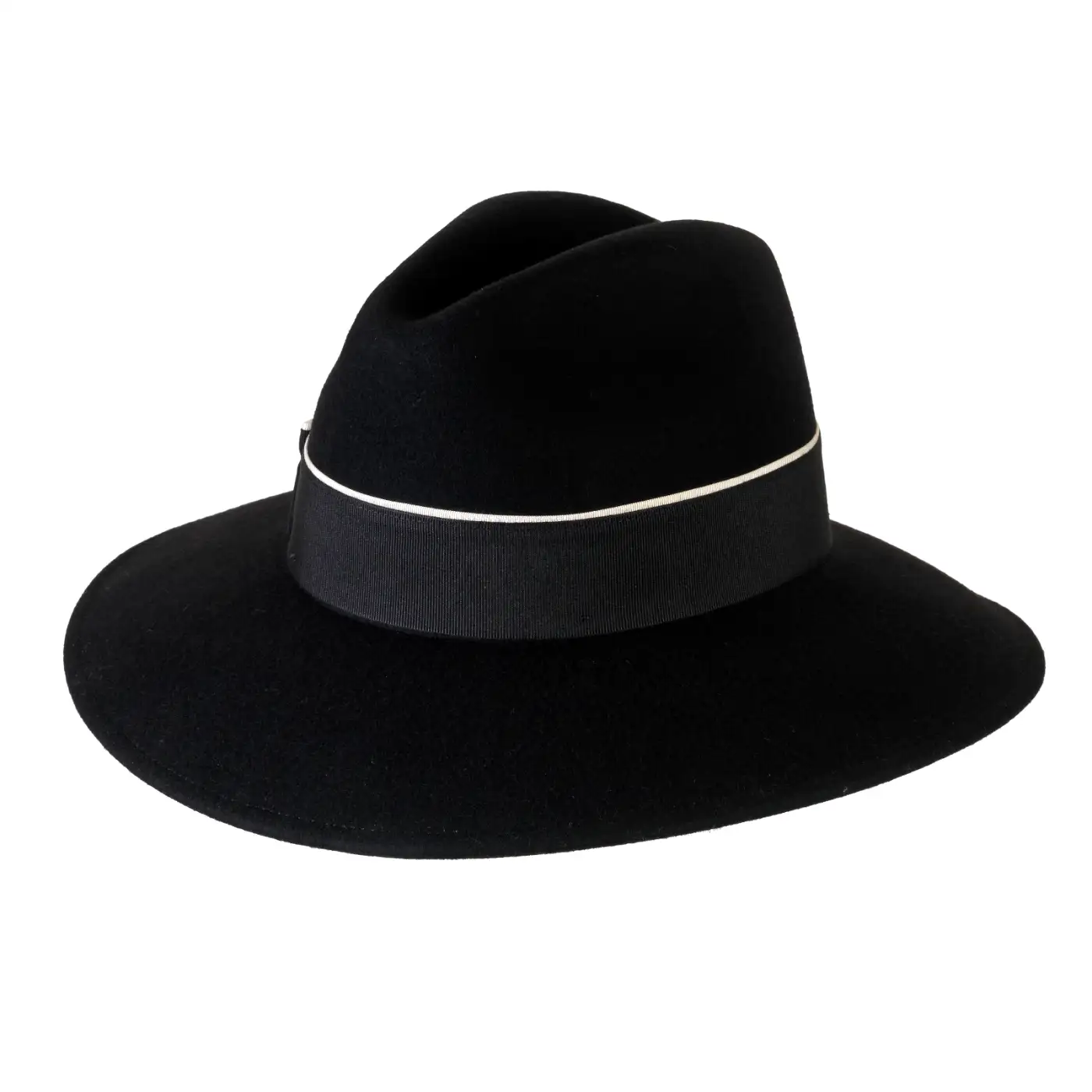 Cappello Signorile a Tesa Larga in Feltro di Lana Merinos con Fiocco