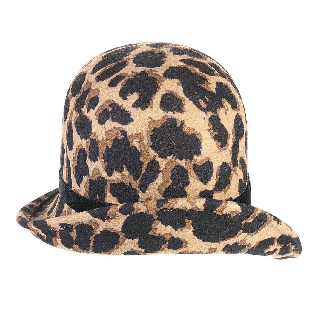 Cappello a Cloche Ala Rialzata Animalier in Feltro di Lana Merinos