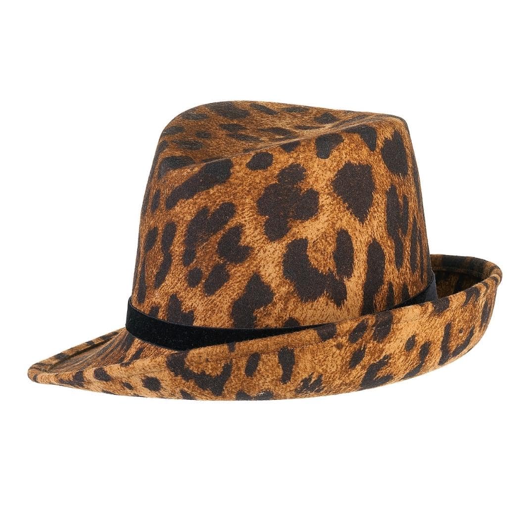 Cappello a Cloche Asimmetrica Animalier in Feltro di Lana Merinos