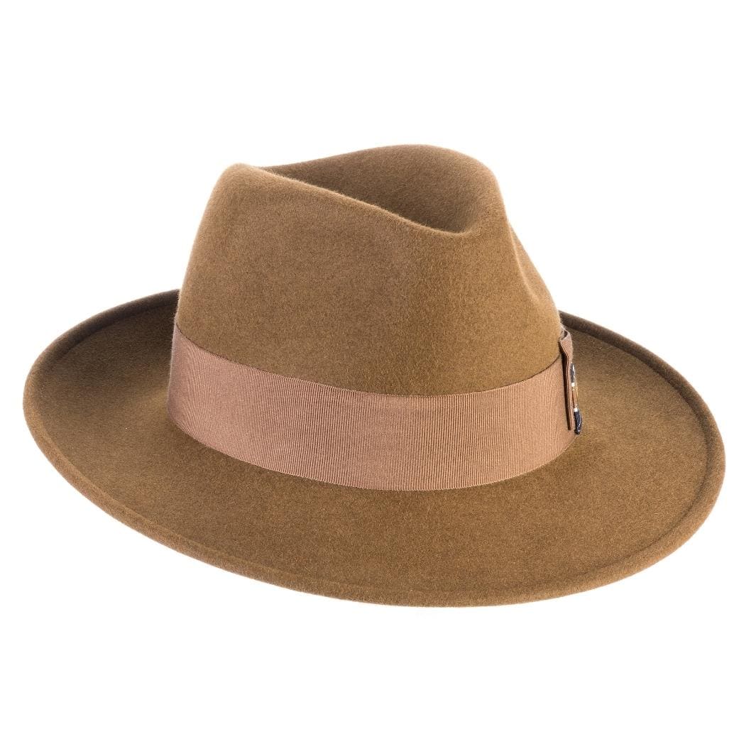 Cappello Fedora Elegante in Feltro Raso di Lapin con Fodera