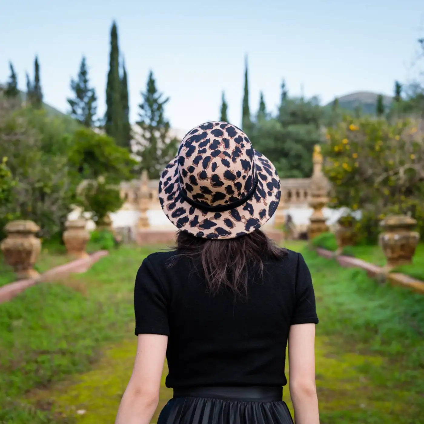Cappello a Cloche a Campana Animalier in Feltro di Lana Merinos