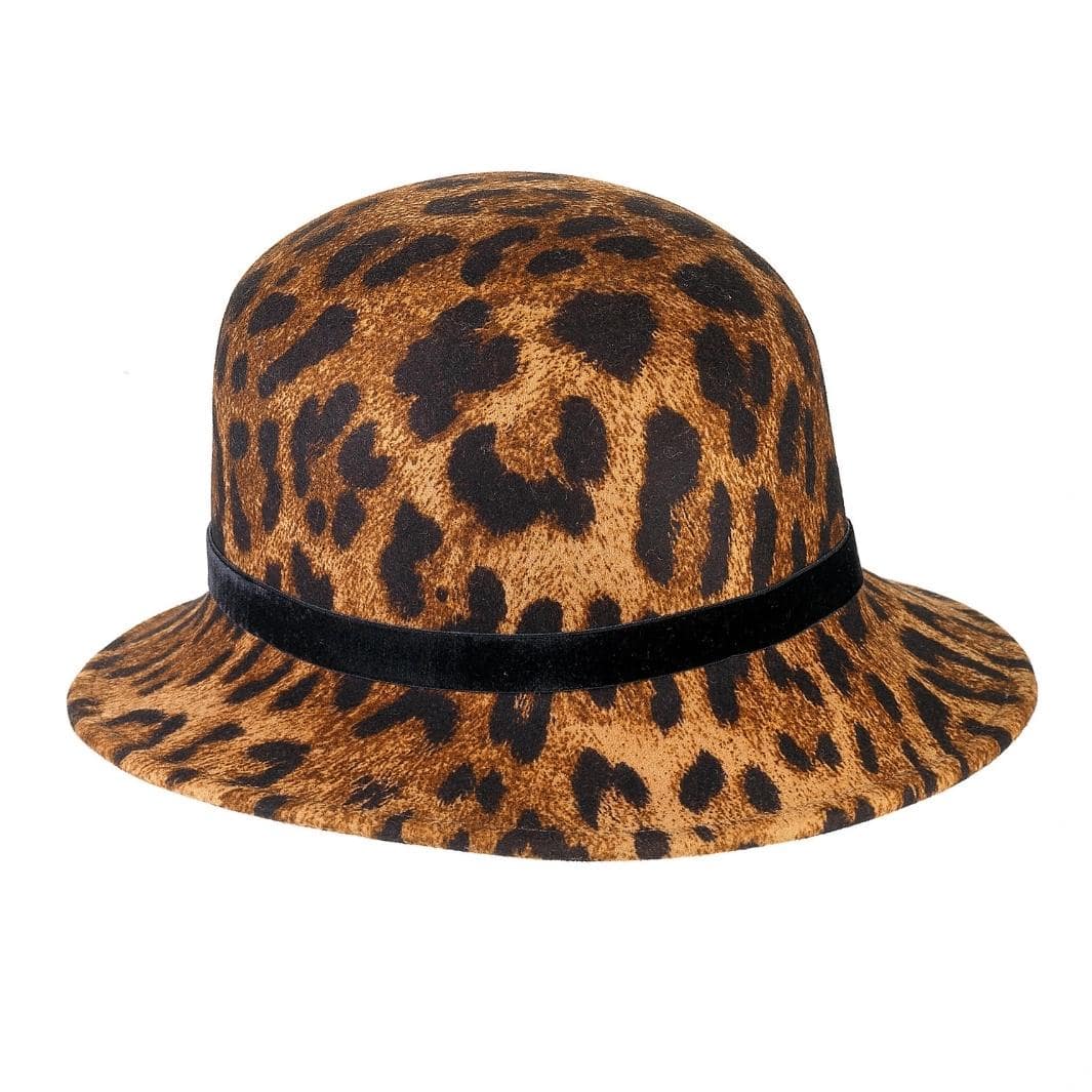 Cappello a Cloche a Campana Animalier in Feltro di Lana Merinos