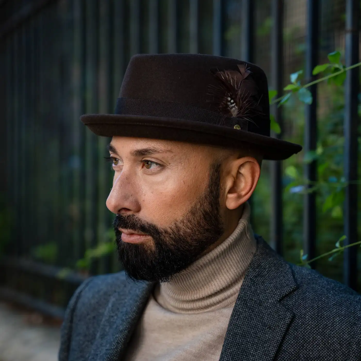 Cappello Pork Pie in Feltro Raso di Lapin con Fodera