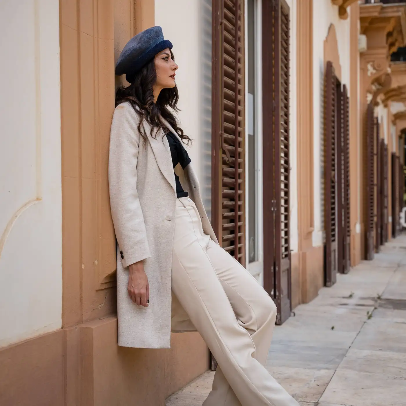 Basco Parigino in Lana Vergine con Risvolto Arricciato