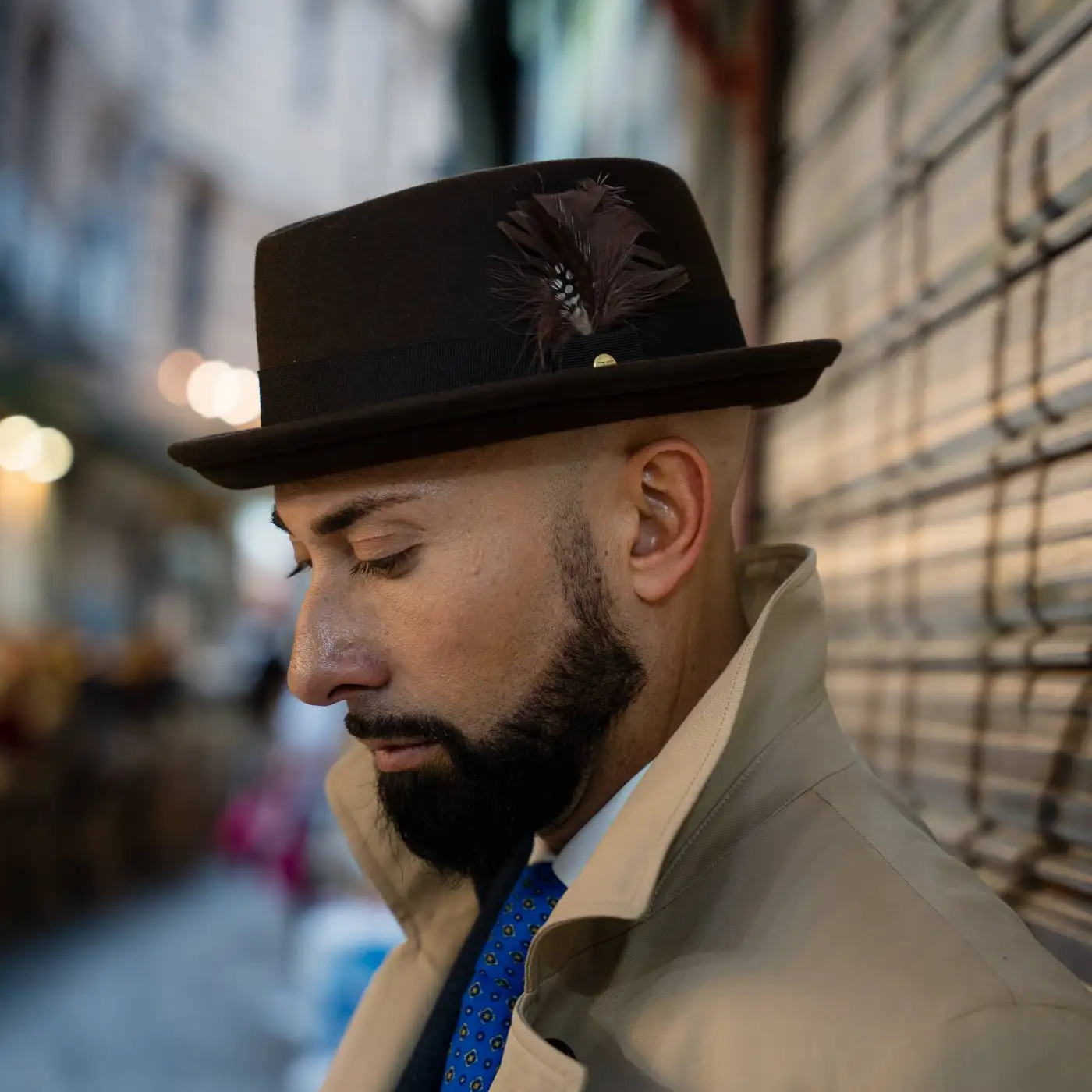 Cappello Pork Pie in Feltro Raso di Lapin con Fodera