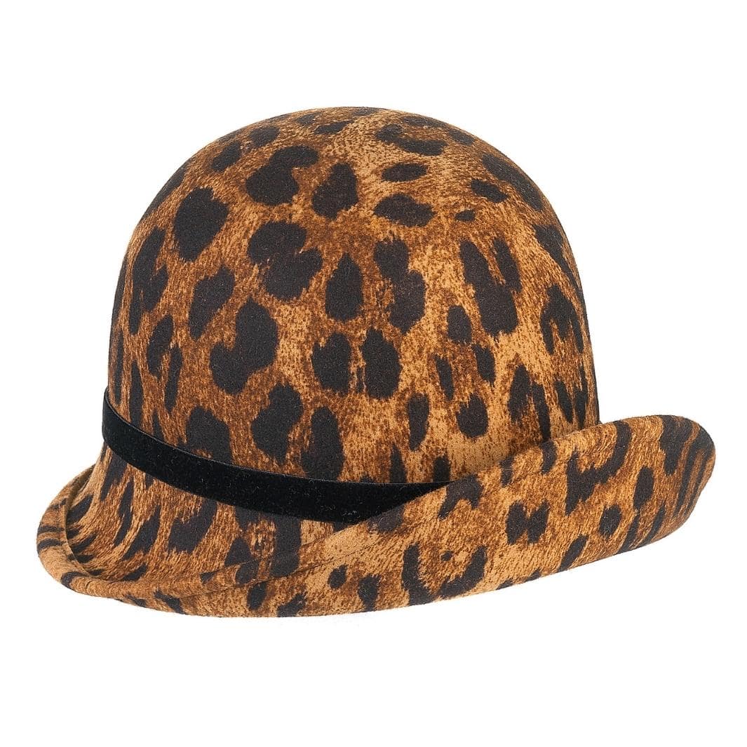 Cappello a Cloche Ala Rialzata Animalier in Feltro di Lana Merinos