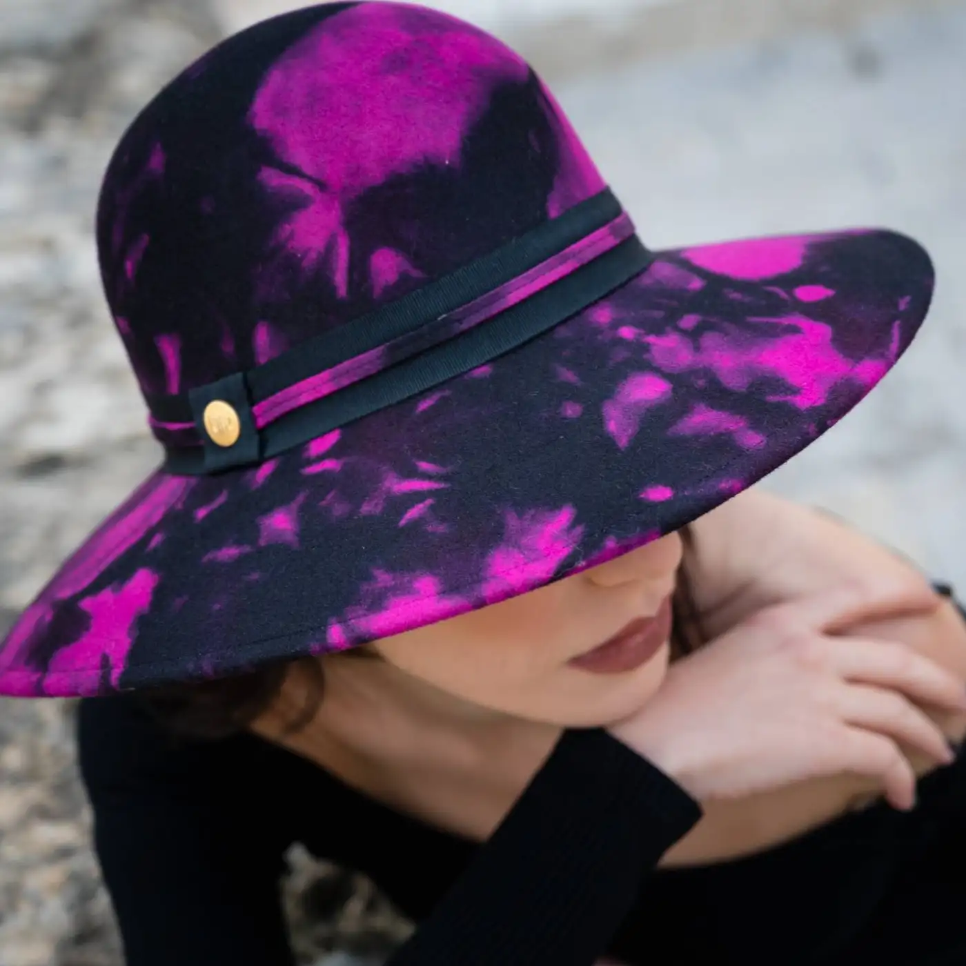 Cappello a Pamela a Tesa Larga in Feltro  di Lana Merinos Maltinto