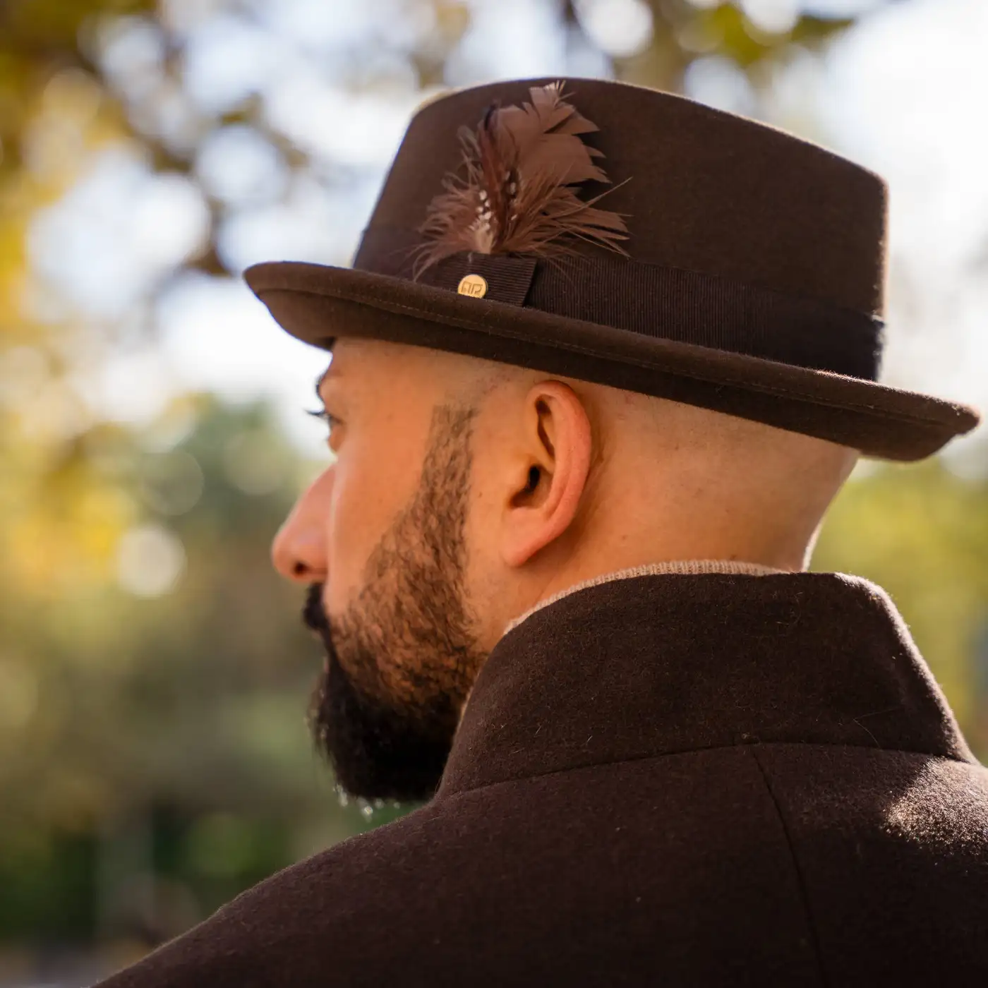 Cappello Pork Pie in Feltro Raso di Lapin con Fodera