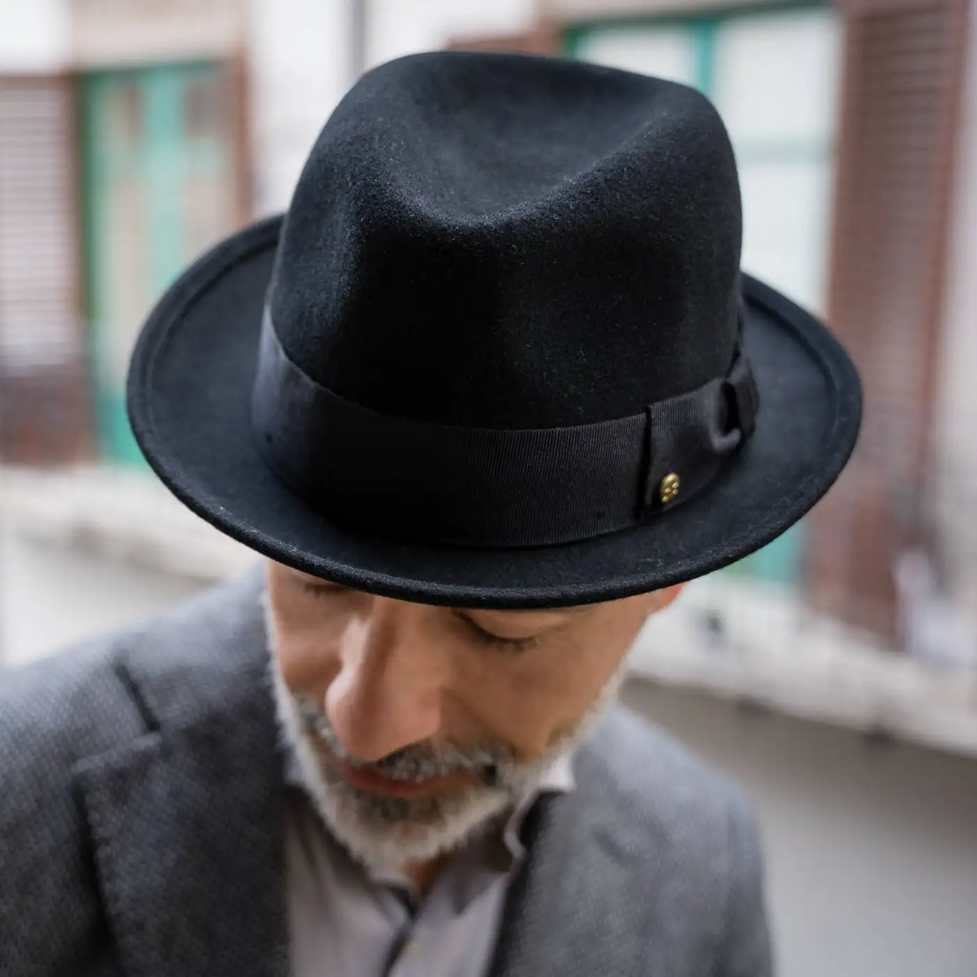 Cappello Lobbia Homburg Classico in Feltro di Lana Merinos