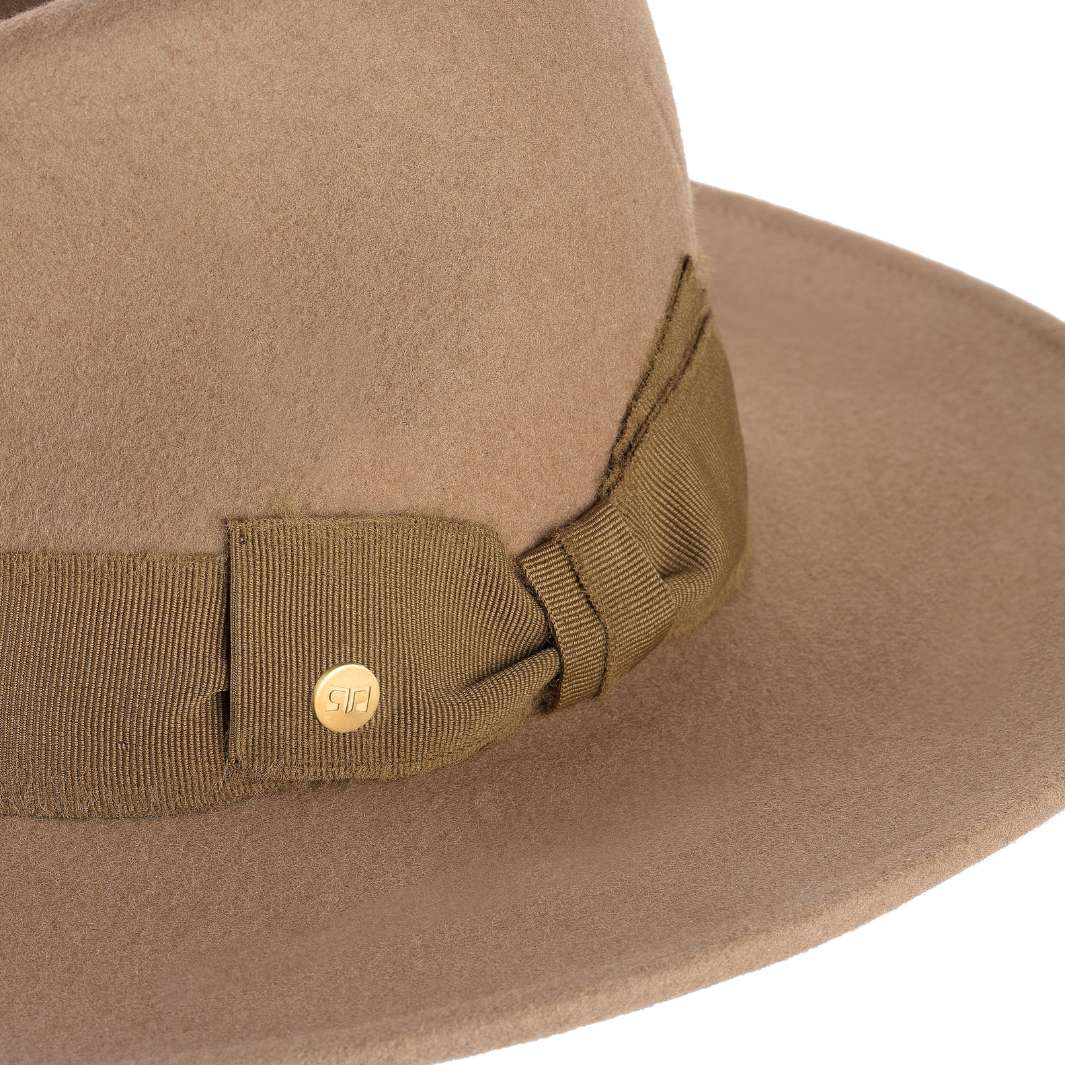 Cappello Fedora a Tesa Larga Piatta in Feltro di Lana Merinos