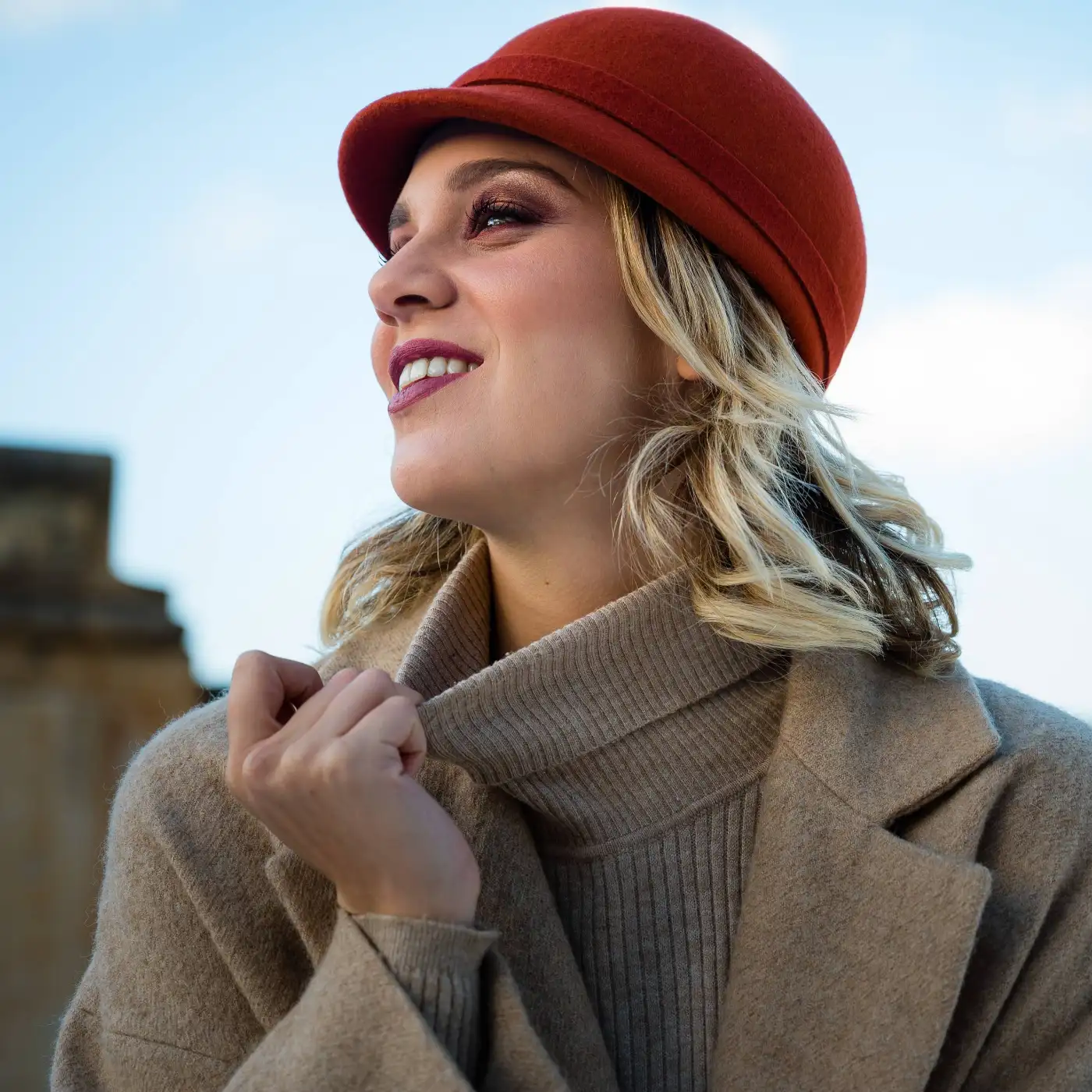 Basco con Visiera alla Francese in Feltro di Lana Merinos